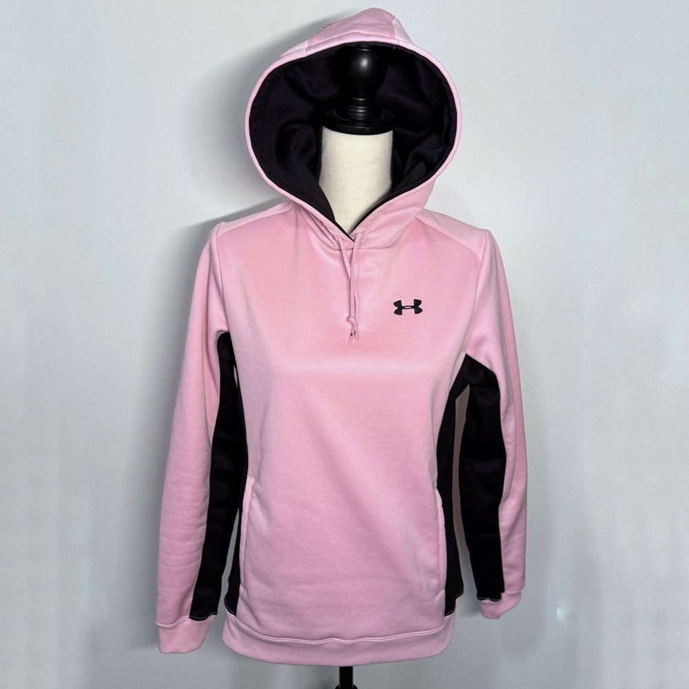 Under Armour pullover hoodie, pink and black, small